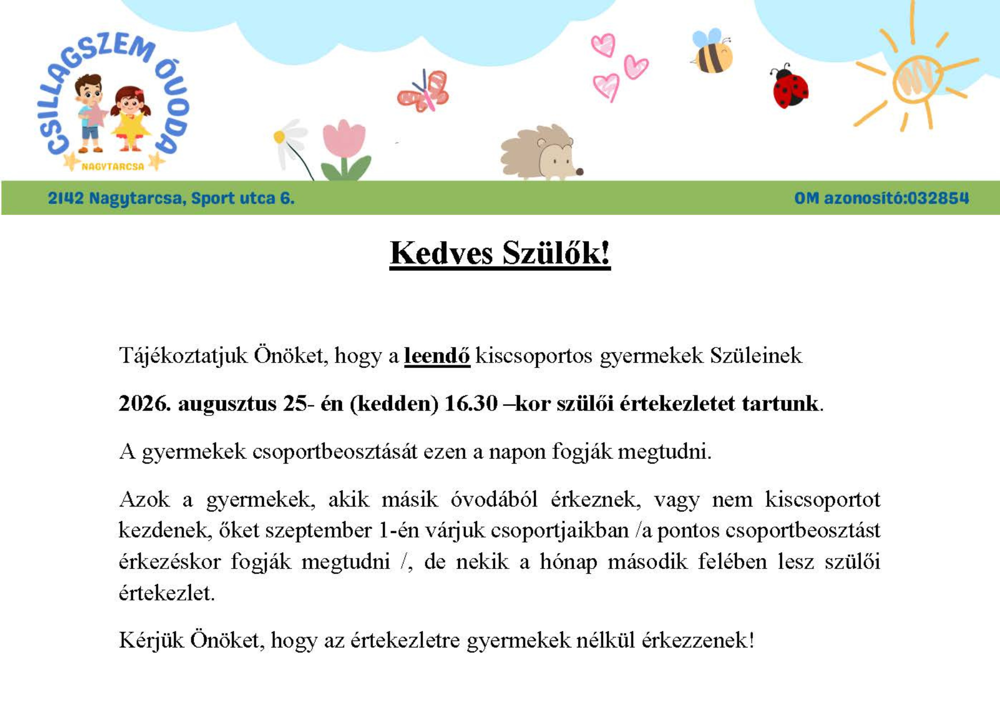 Szülői Értekezlet